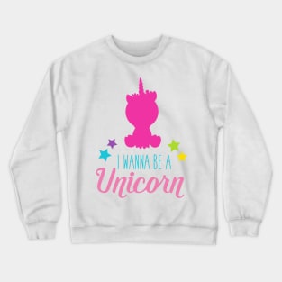 I Wanna Be A Unicorn, Unicorn Silhouette, Stars Crewneck Sweatshirt